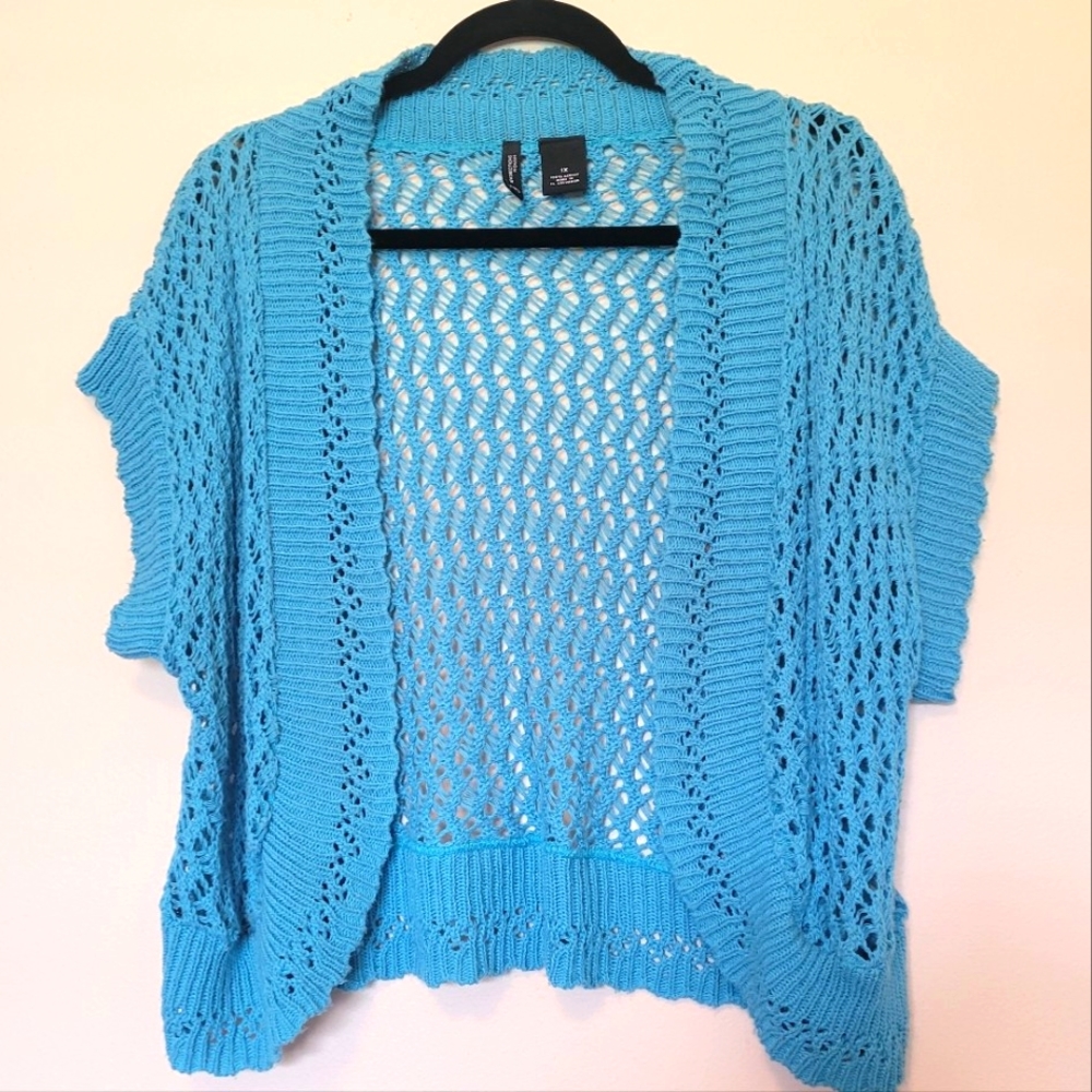 New Directions half body crochet carnigan. Rich teal color. 1X.